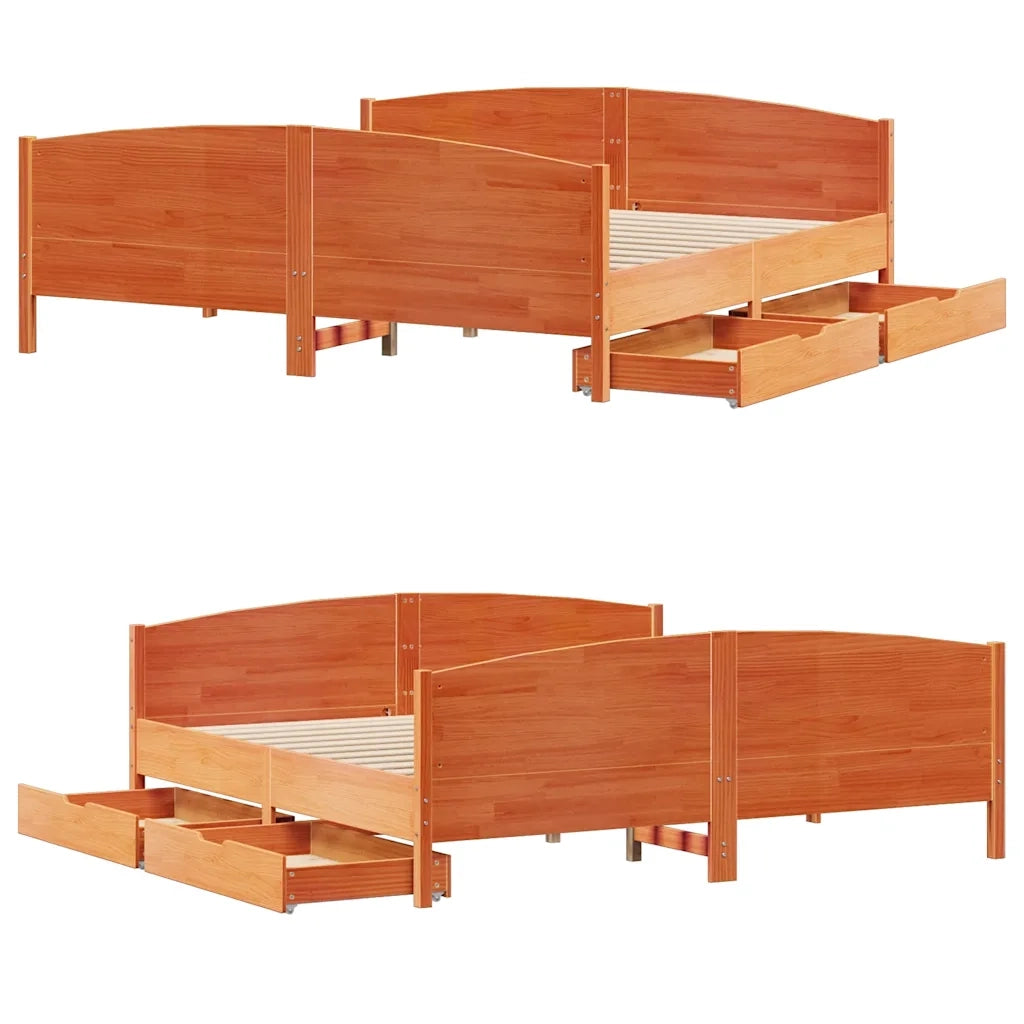 Letto senza Materasso Marrone Cera 180x200 cm in Legno di Pino