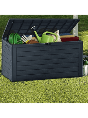 Baule da Giardino Impermeabile, Contenitore da Esterno con Maniglie, 280 L, Effetto Legno,Antracide