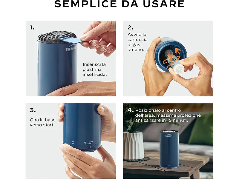 Dispositivo antizanzara portatile Thermacell Mini Halo da esterno fino a 21mq Blu