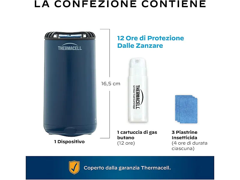 Dispositivo antizanzara portatile Thermacell Mini Halo da esterno fino a 21mq Blu