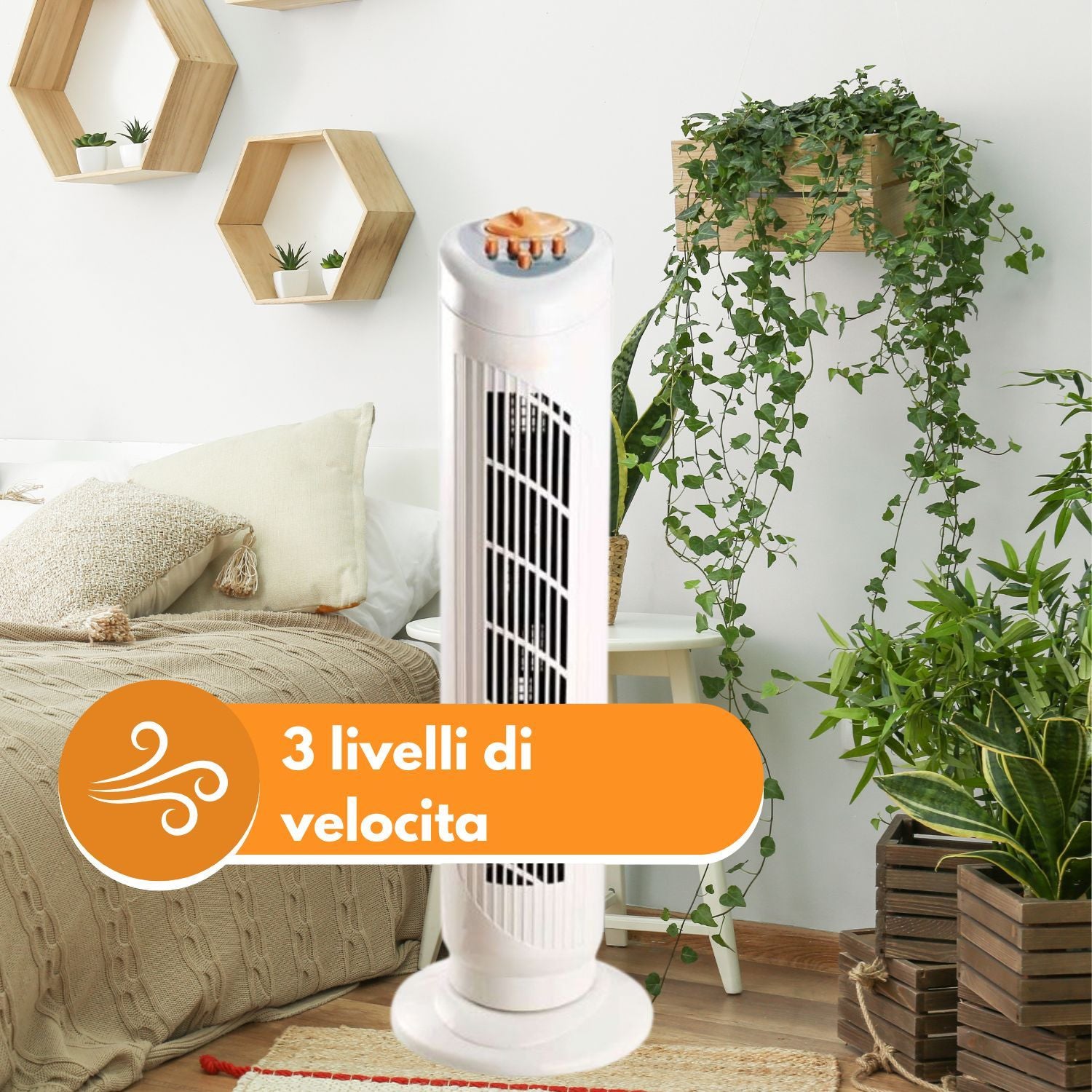 VINCO COD.70621 Ventilatore A Torre 45W Altezza 75 cm - Oscillazione Assiale