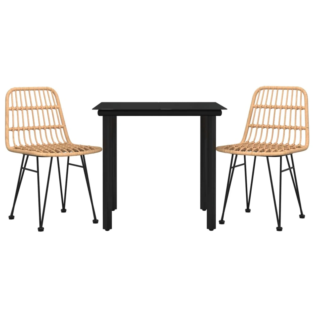 Set da pranzo da giardino per esterni 3 pezzi in resina intrecciata 02_0013683