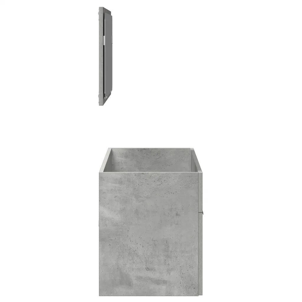 Mobile da Bagno con Specchio Grigio Cemento Legno Multistrato 856380