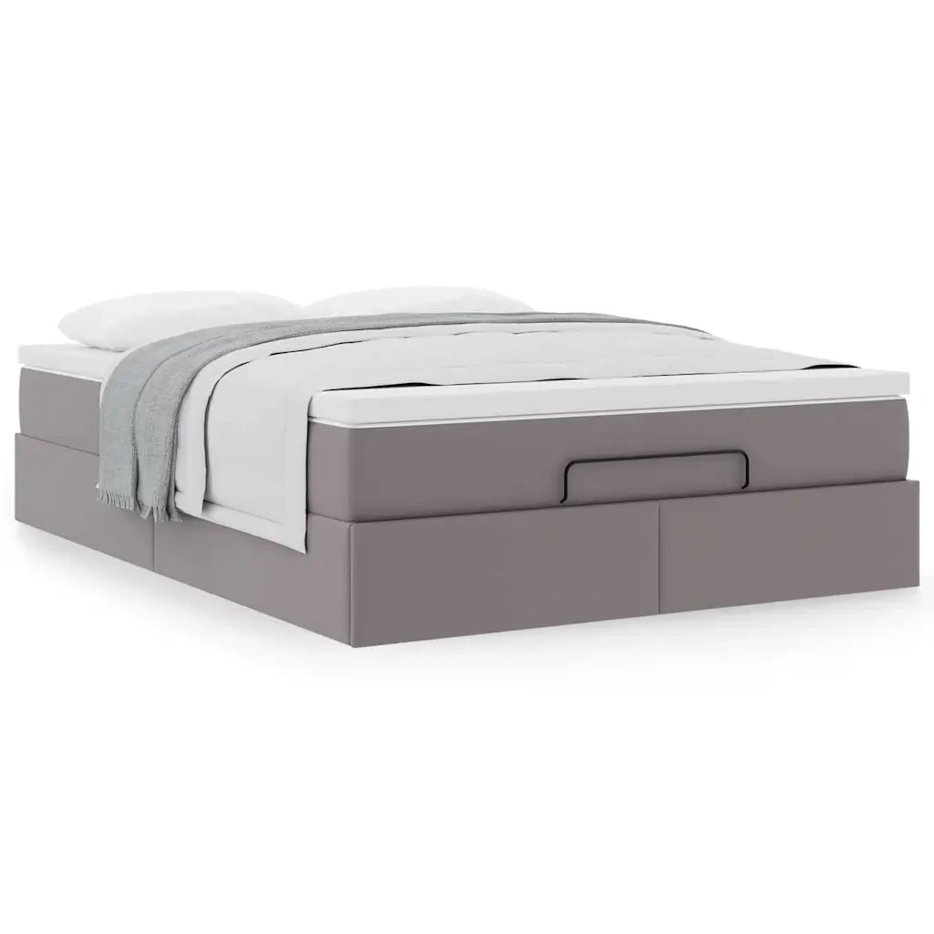 Struttura Letto Pouf con Materasso Grigio 140x190 cm Similpelle 3311039