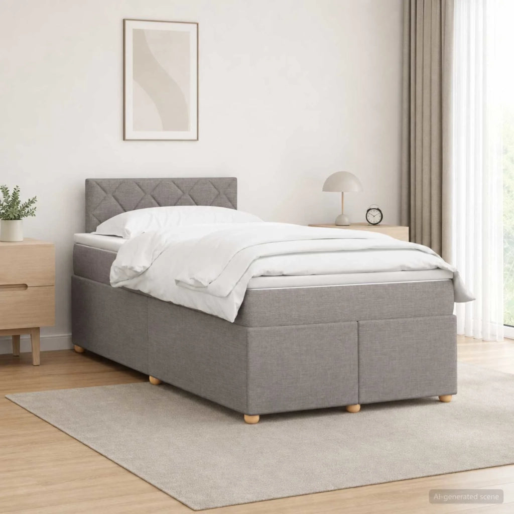 Letto box spring con materasso Tortora 120 x 190 cm Tessuto 3452384