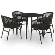 Set da pranzo da giardino nero da 5 pezzi 02_0013867