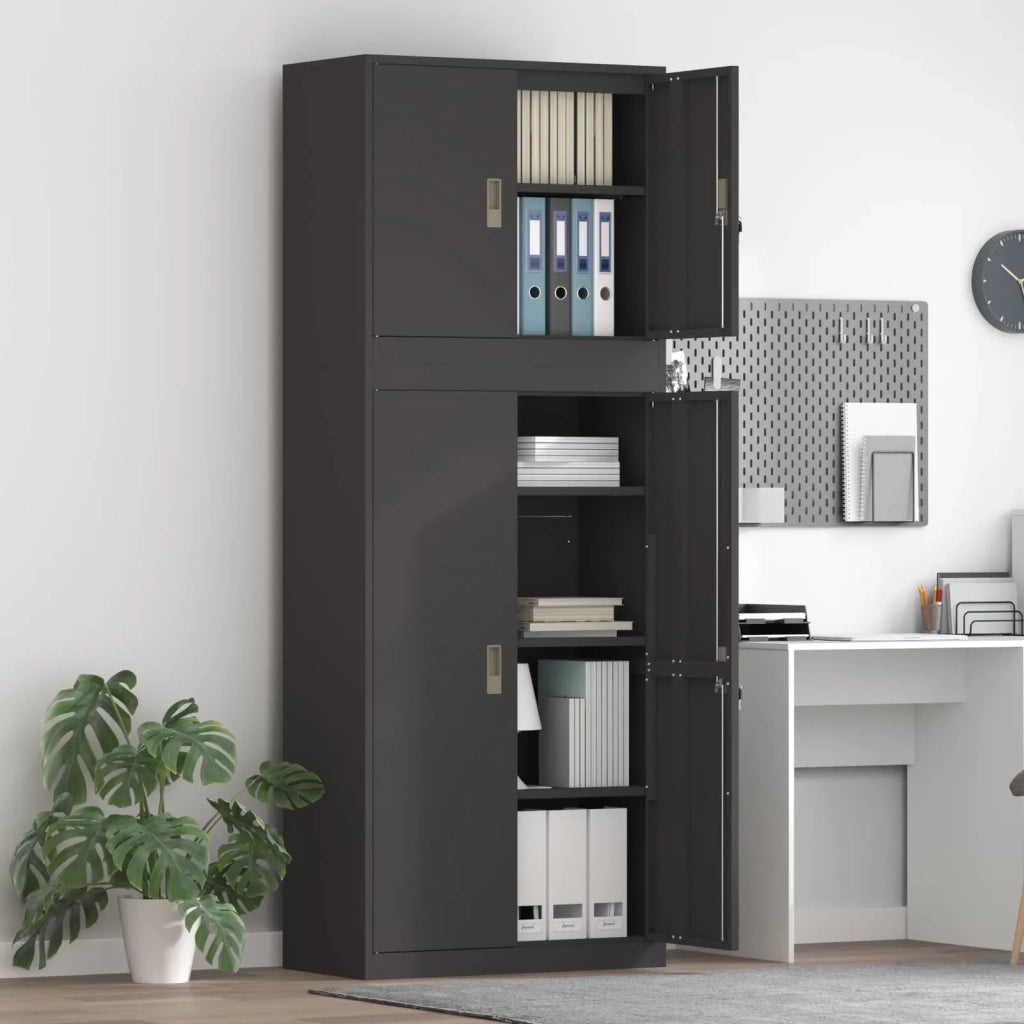 Armadio 2 pz Nero 80 x 40 x 210 cm Acciaio Bloccabile 3438741