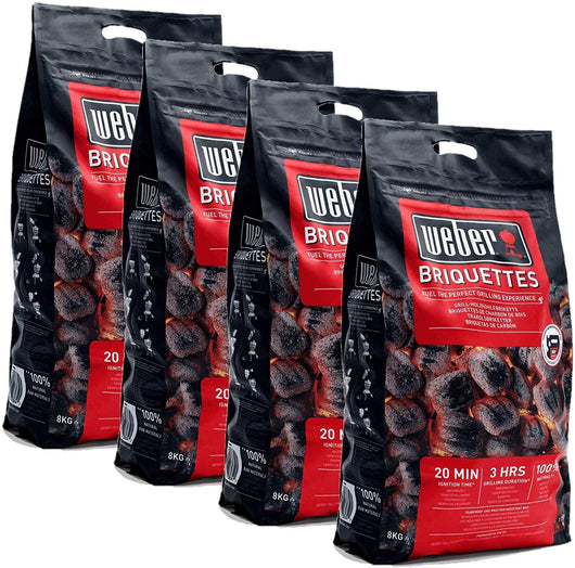 Bricchetti di Carbone Weber da 8Kg Accessori Barbecue 3 4 Sacchi Carbonella Quantità: 4 Sacchi