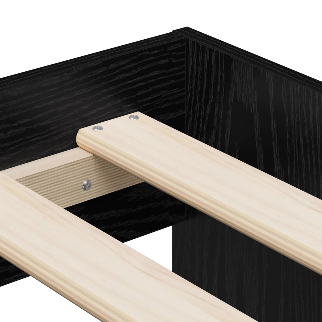 Struttura Letto Rovere Nero 90x200 cm