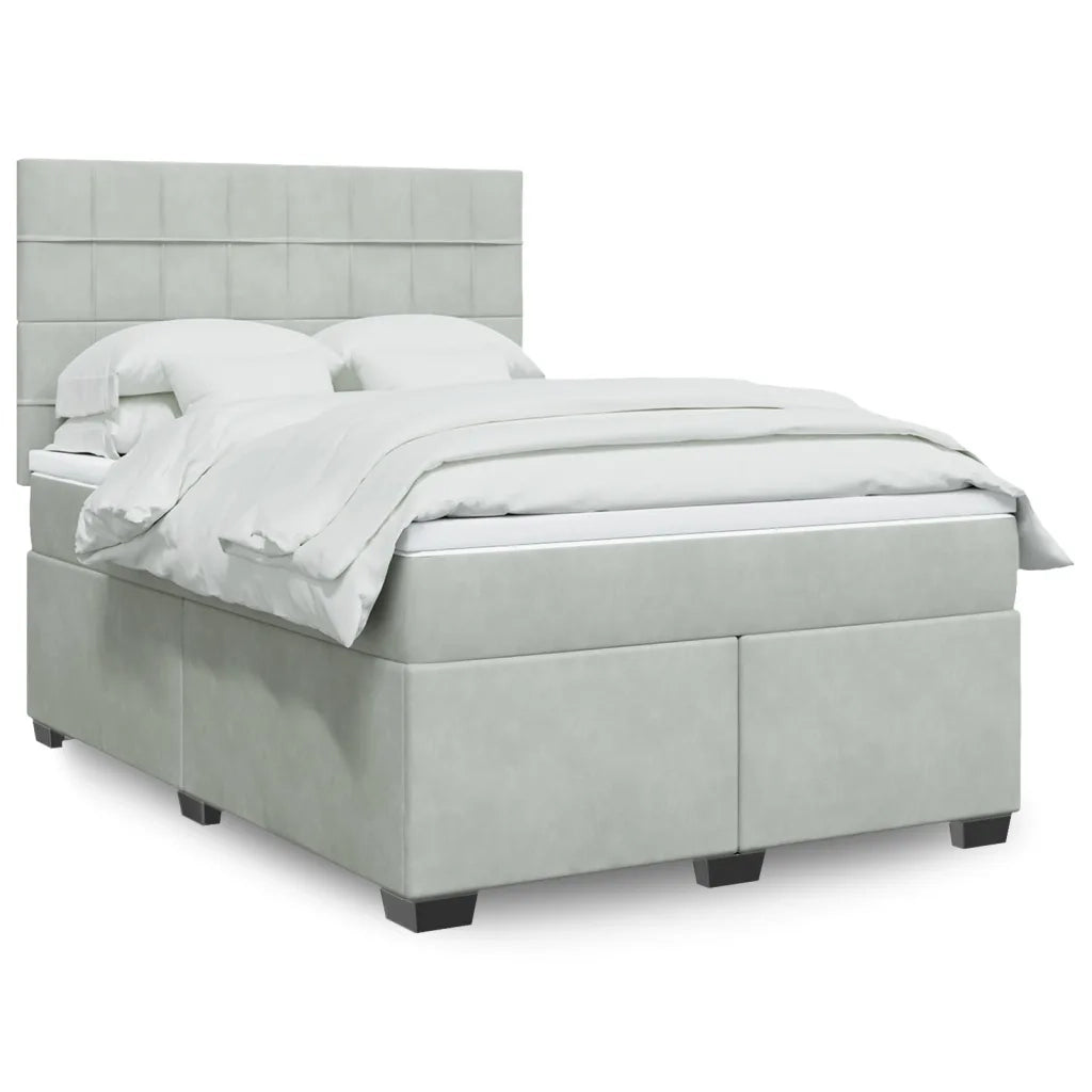 Giroletto a Molle con Materasso Grigio Chiaro 160x200cm Velluto