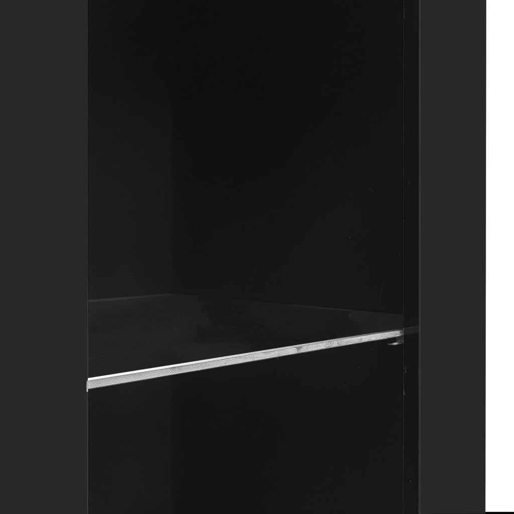 Credenza Moderna con Ante a Vetro e Ripiani ¨C Xylo ¨C Nero Lucido 95x35x83