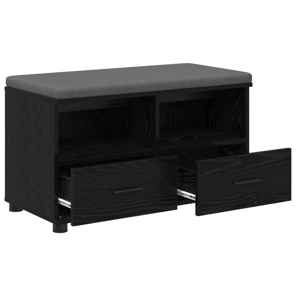 Panca per ingresso con cuscino-Sgabello-Panca da Corridoio Rovere Nero 80 x 38 x 46 cm 377124