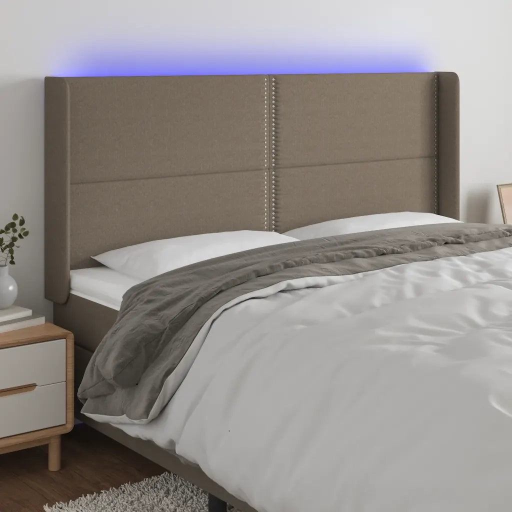 Testiera | Testata a LED Tortora 183x16x118/128 cm in Tessuto