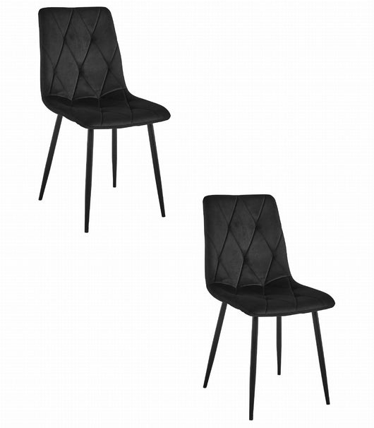 Set di 2 sedie Valora TYRA in velluto nero con gambe in metallo