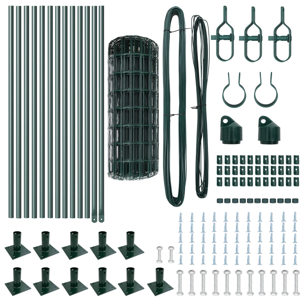 Recinzione Euro con 13 Post Flangiati 0.4x25 m Acciaio Zincato