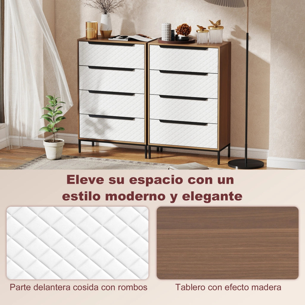 Cassettiera con 4 cassetti in tessuto ¨C Zephmum ¨C Bianco e naturale 60x40x