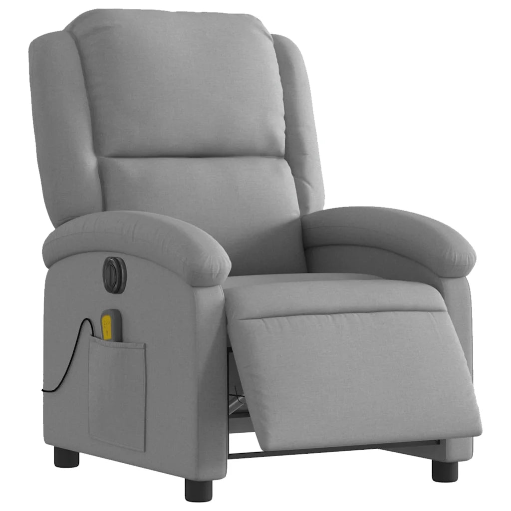 Divano Sedia-Poltrona Reclinabile Massaggio Elettrica Grigio Chiaro Tessuto 796288