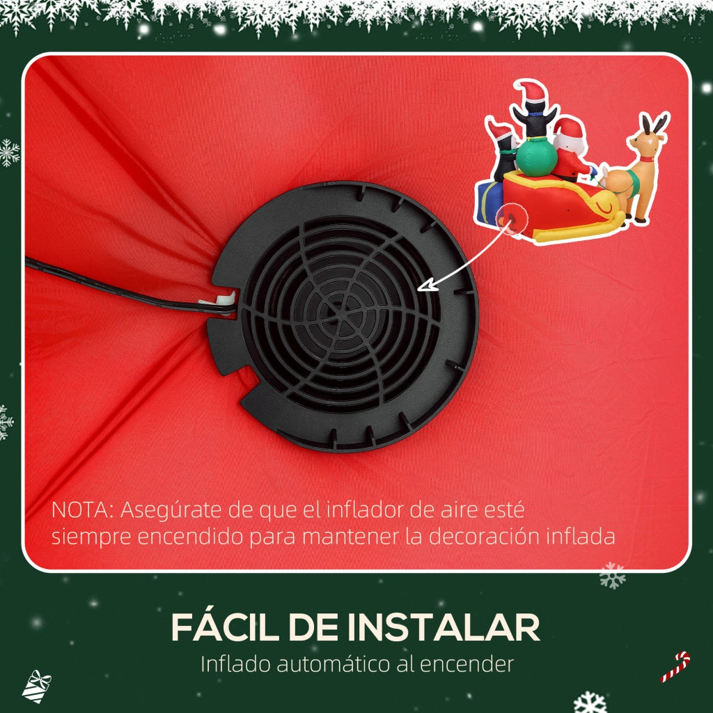 Pap¨¤ Gonfiabile Natale con Slitta e Luci LED ¨C zephmum ¨C 180x120x155 cm