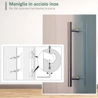 Porta Scorrevole Interna in Vetro Smerigliato con Binario B1 e Maniglia per Bagno Cucina Studio Vetro 205x 102.5x 0,8cm