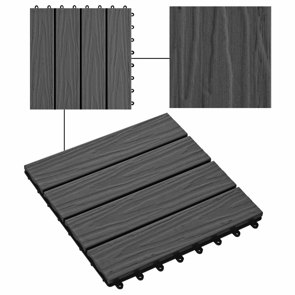 Piastrella per Decking Design 3D 11 pz Nero 30 x 30 cm WPC CFW9381867