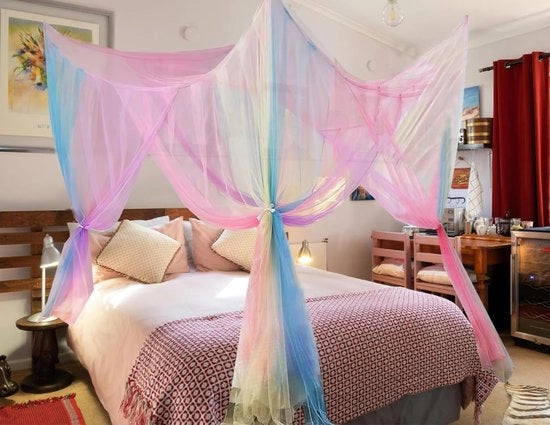 Letto a tenda - tenda a colori arcobaleno 250 x 220 x 200 cm rete letto rete esterna rete per viaggiare per letto a baldacchino tende per balcone tenda per camping retino fine per dentro e fuori
