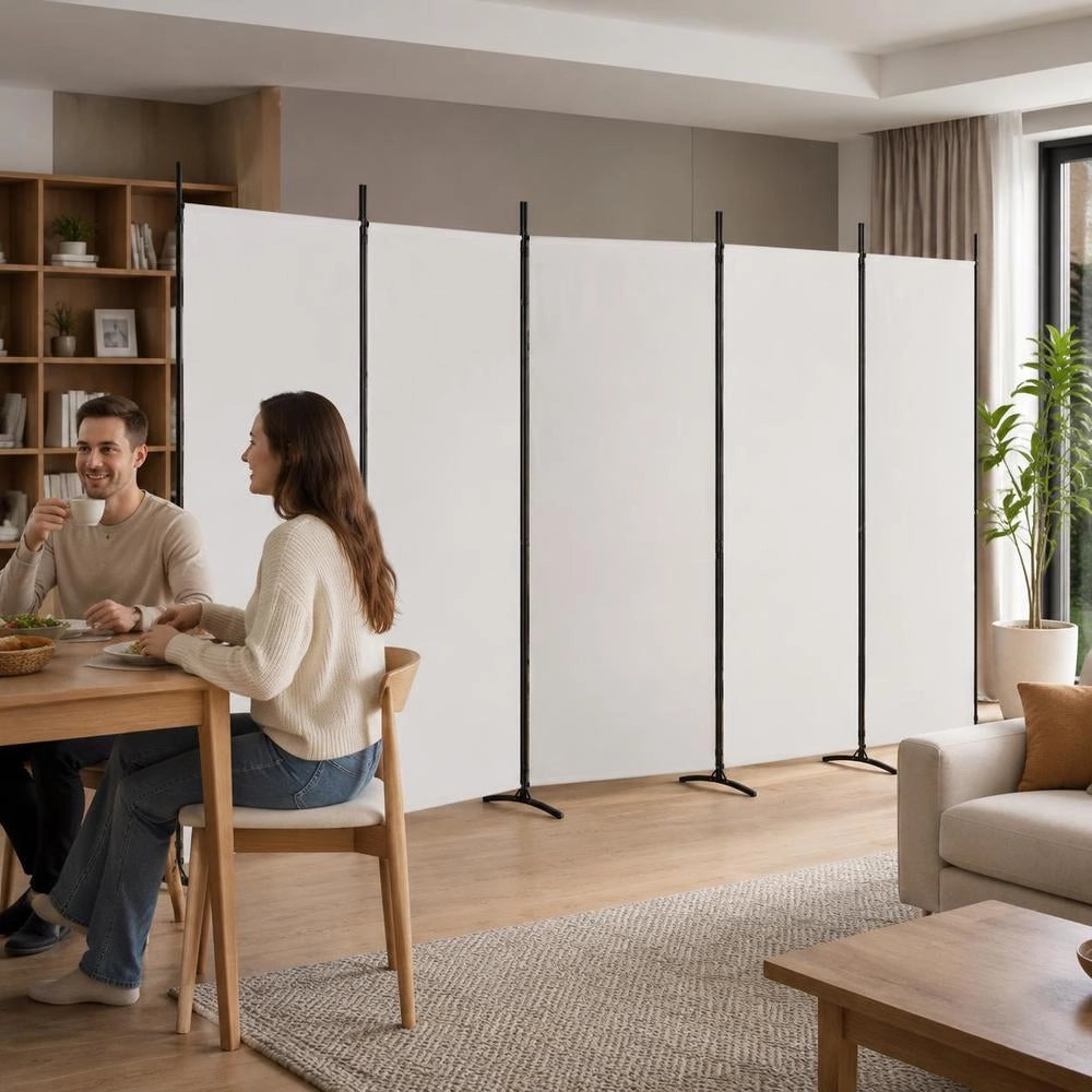 6-panel White Screen, 520x180 Cm, Fabric