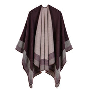 Sciarpa calda da donna a righe, piccola e quadrata, in cashmere e acrilico.