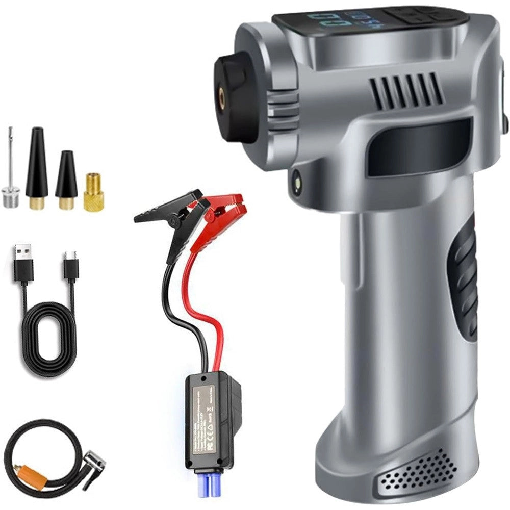 Trade Shop - Compressore D'aria Portatile Pompa Elettrica Wireless 4in1 8000mah Con Luce Emergenza Auto -