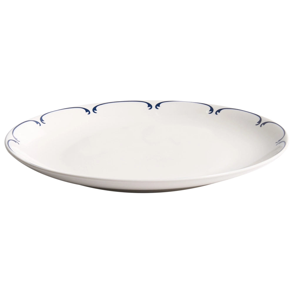 Set da 24 pezzi di stoviglie in porcellana con bordi decorativi finitura smalto trasparente bianco e blu per cucina e sala da pranzo