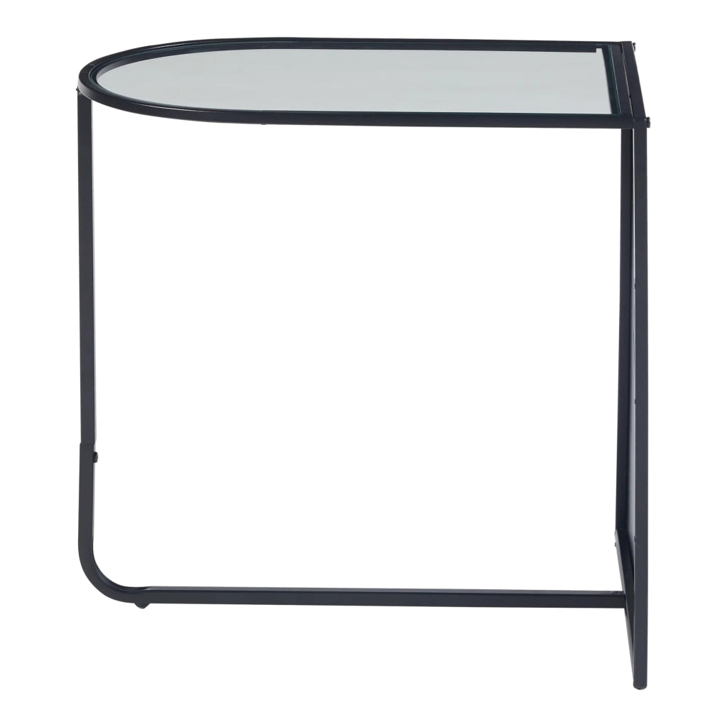 Tavolino laterale 50 x 50 x 35 cm metallo vetro nero 03_0010970
