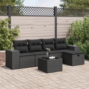vidaXL Set Divano da Giardino 6 pz con Cuscini Nero in Polyrattan