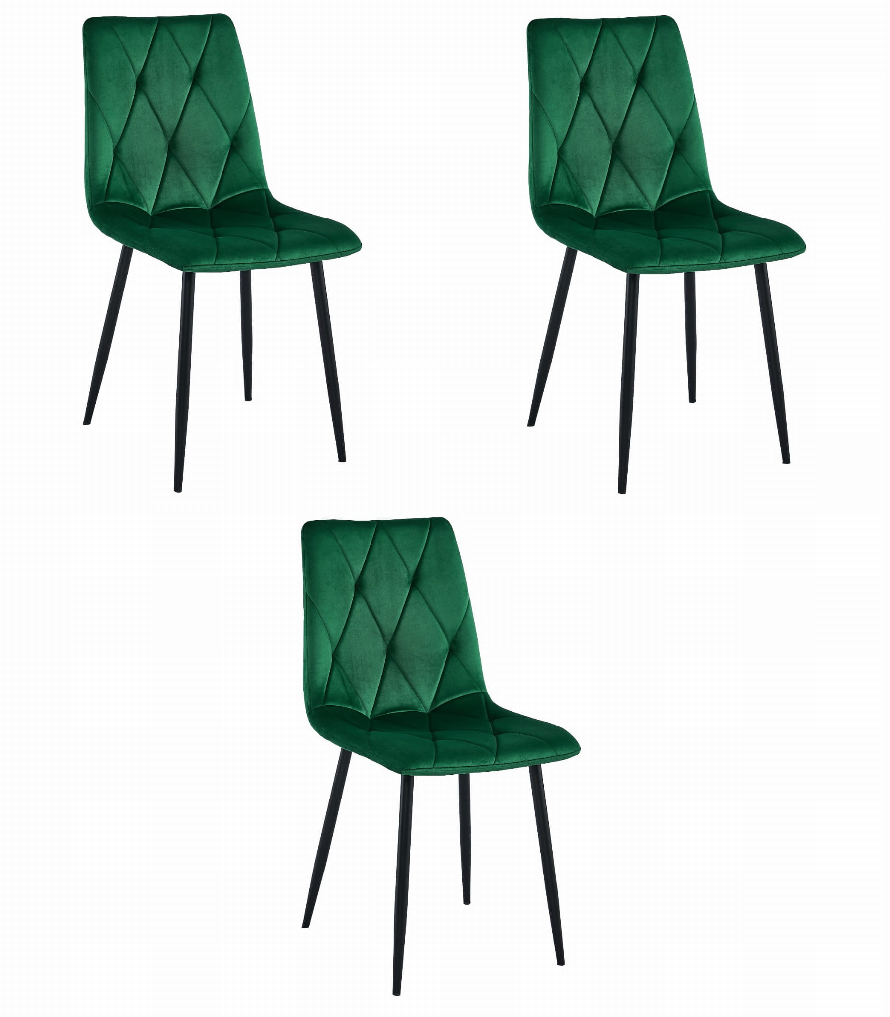 Sedia Valora Tyra in velluto verde scuro / gambe nere x 3