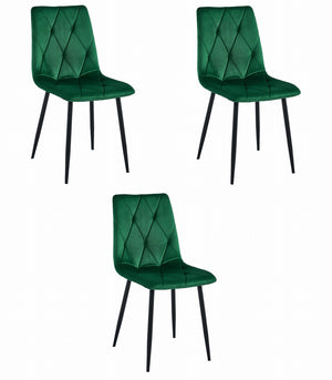 Sedia Valora Tyra in velluto verde scuro / gambe nere x 3