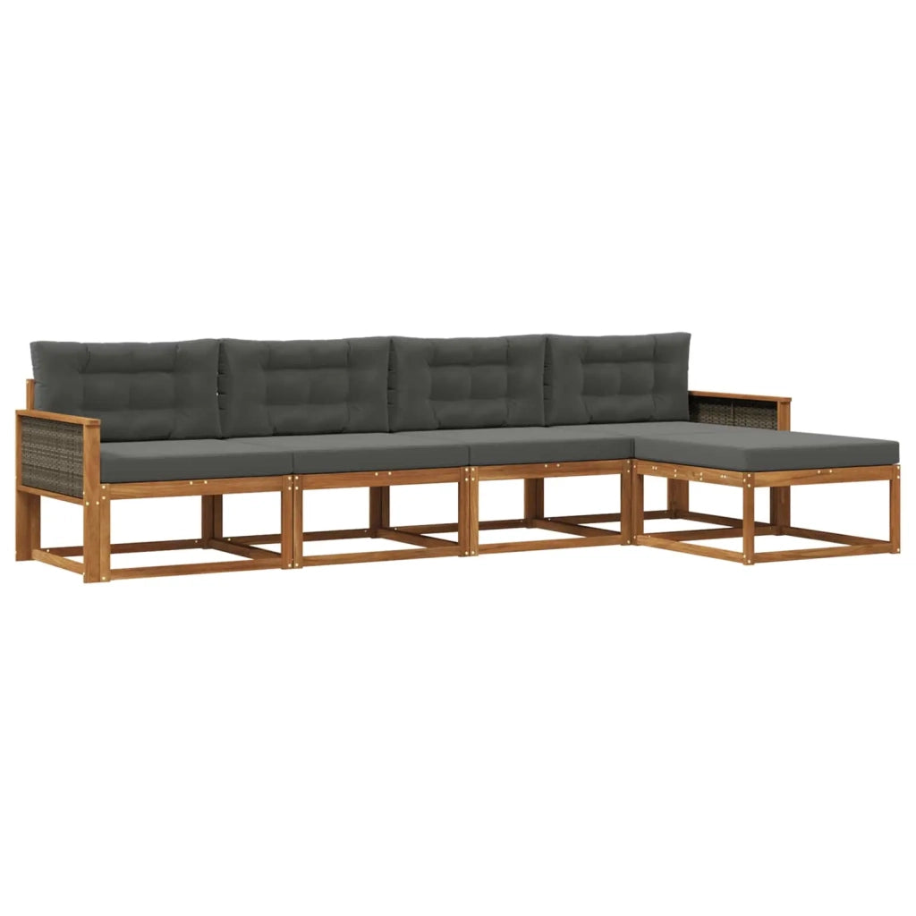 Set di divani da esterno 5 pz Naturale e Antracite 3382480