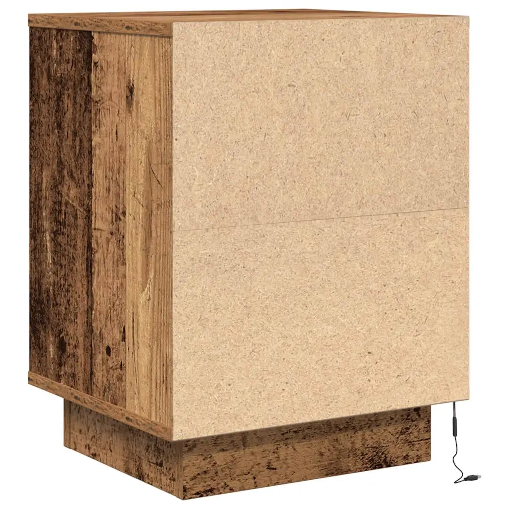 Comodini con Luci a LED 2 pz Legno Antico 38x34x50 cm
