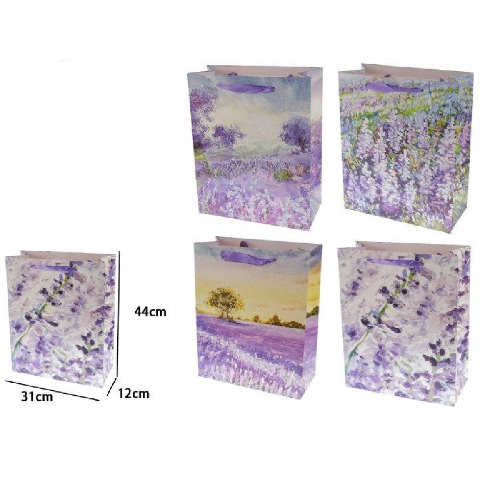 Trade Shop - Set 2 Pz Buste Borsa Da Regalo Lavanda 44x31x12cm Sacchetto 69967 Varie Fantasie -