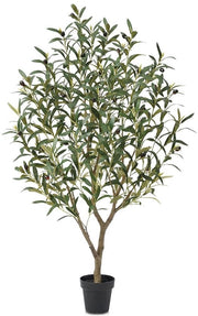 Pianta Artificiale di Olivo 120 cm Grande - 33 Frutti & 718 Foglie Laterali Resistenti ai Raggi UV, con Vaso, Flessibile - Pianta Decorativa per Soggiorno Ufficio Balcone.