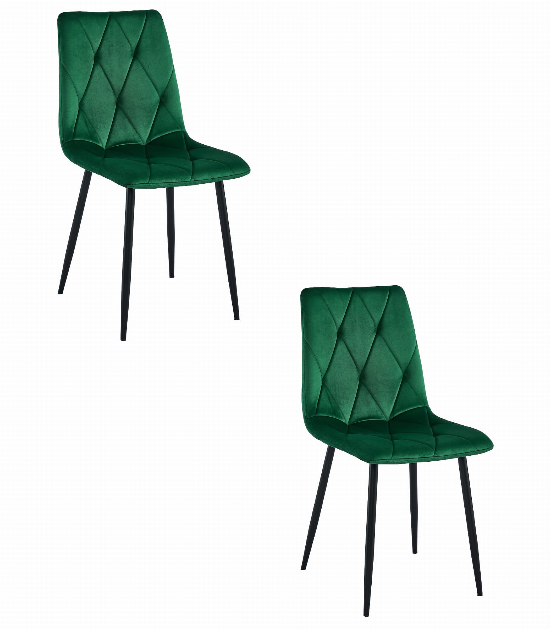 Set di 2 sedie Valora Tyra in velluto verde scuro con gambe nere