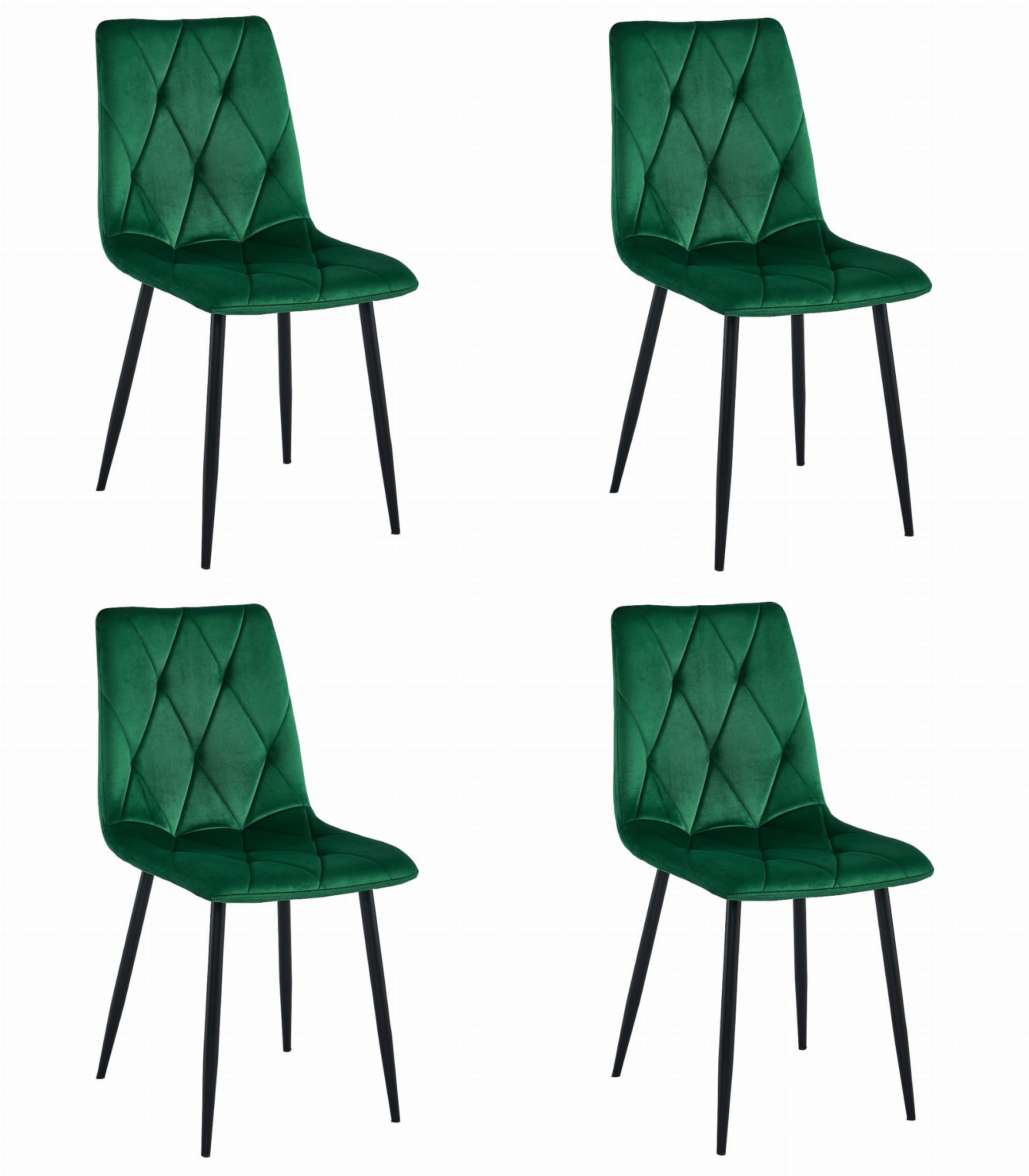 Sedia Valora Tyra in velluto verde scuro / gambe nere x 4