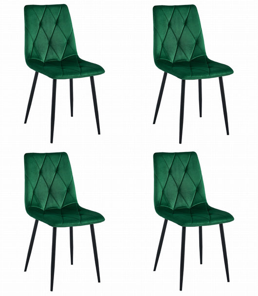 Sedia Valora Tyra in velluto verde scuro / gambe nere x 4