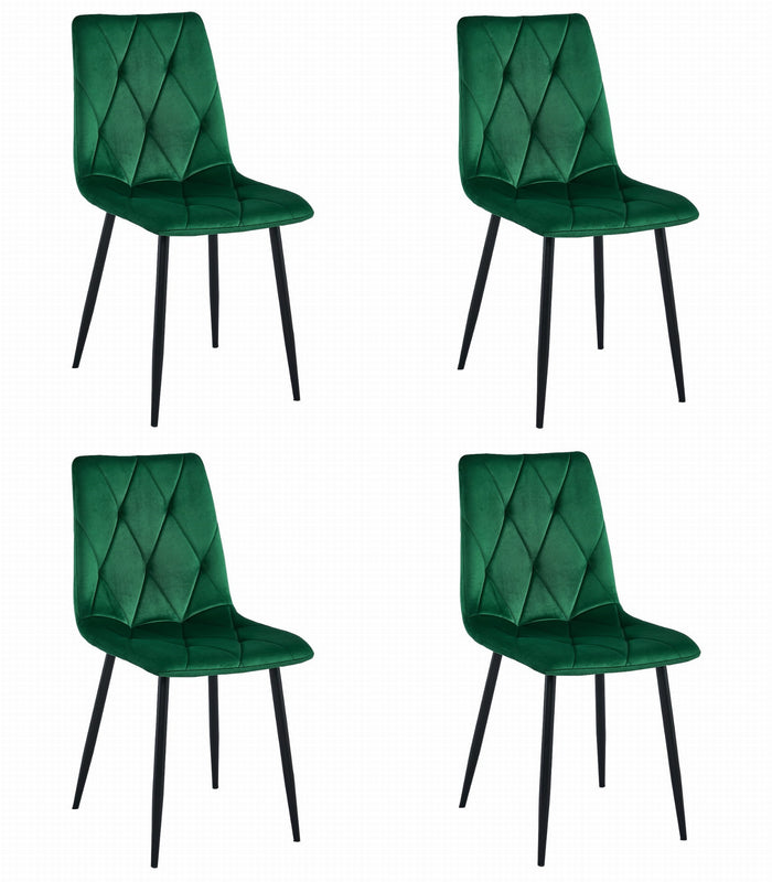 Sedia Valora Tyra in velluto verde scuro / gambe nere x 4
