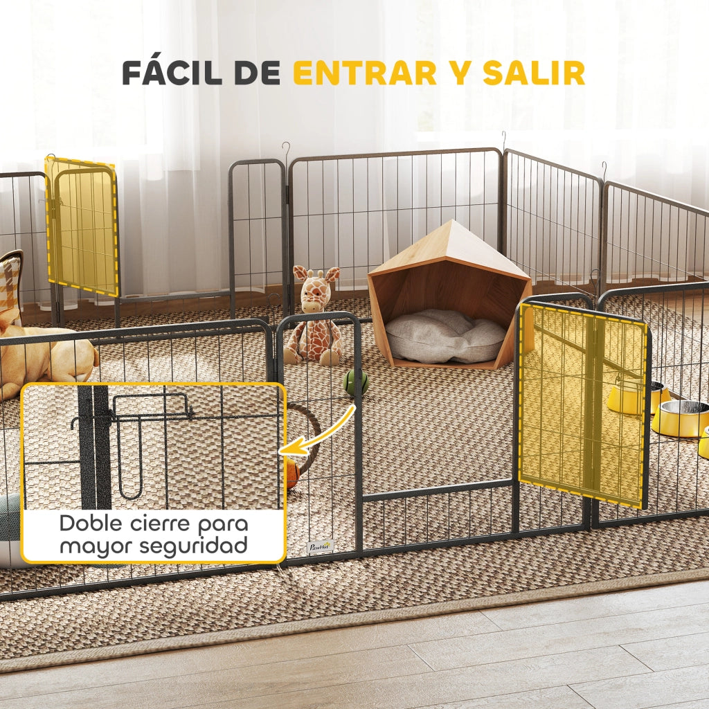 Recinto per Cani 12 Pannelli con 2 Porte ¨C zephmum ¨C Grigio Acciaio 80x60 cm