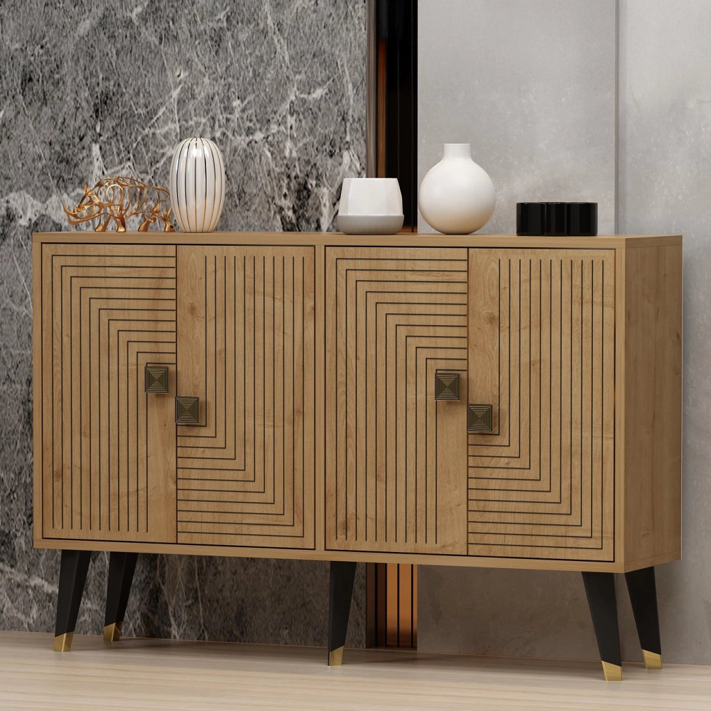 Madia Thiene, Credenza 2 Ripiani, 120x30x80h cm Marrone Rovere