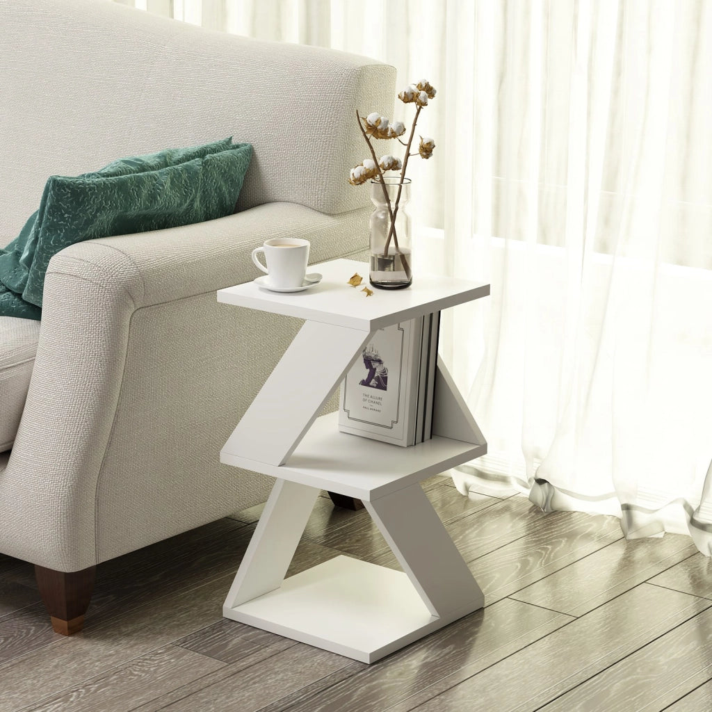 Tavolino laterale in legno "Albeni" - 30 x 30 x 50 cm - Bianco