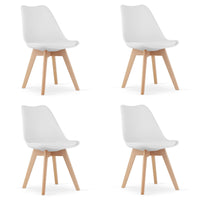 Sedie Valora RIKX bianche con cuscino e gambe in legno x4