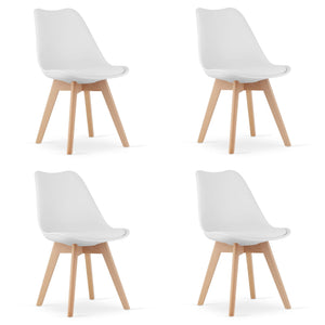 Sedie Valora RIKX bianche con cuscino e gambe in legno x4