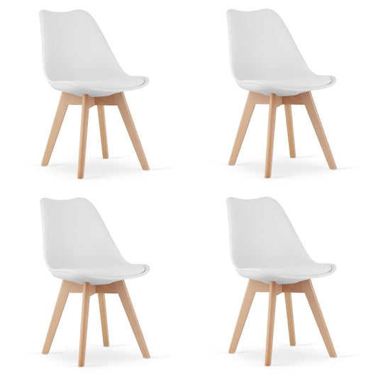 Sedie Valora RIKX bianche con cuscino e gambe in legno x4