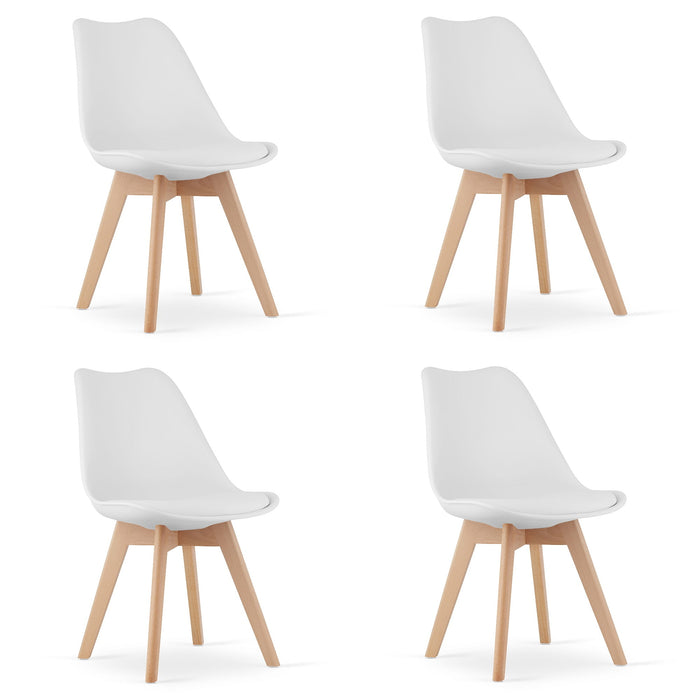 Sedie Valora RIKX bianche con cuscino e gambe in legno x4