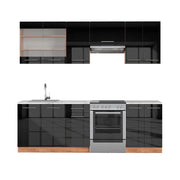 Cucina componibile Fame-Line Antracite lucido/Rovere dorato 240 cm, PL Marmo Vicco