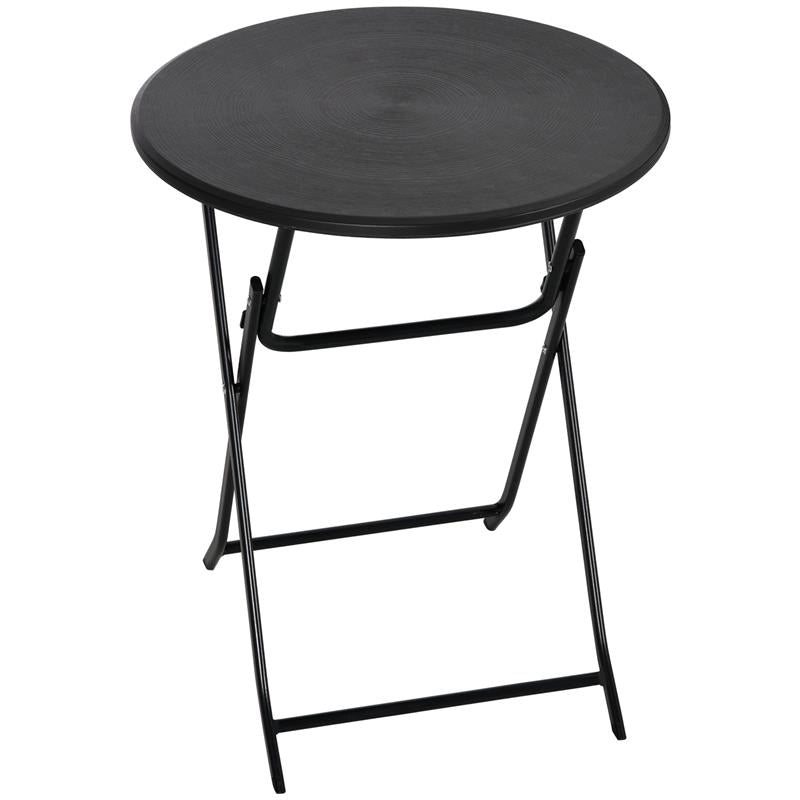 TAVOLO DA GIARDINO ROTONDO E PIEGHEVOLE IN ACCIAIO E HDPE, 60X73 CM, GRIGIO SCURO